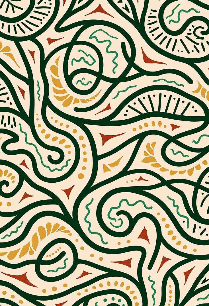 Abstract Botanical Maze with Symmetrical Branch Network (Beige) - ODIKA