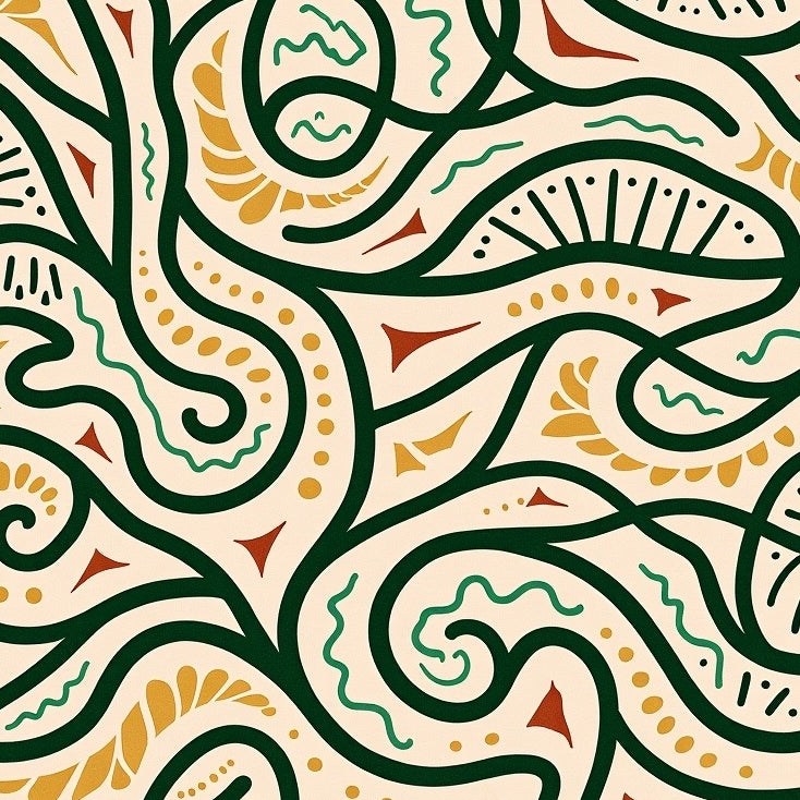 Abstract Botanical Maze with Symmetrical Branch Network (Beige) - ODIKA