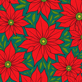 Merry Poinsettia Bloom Floor Covering with Holly Accents(Red)