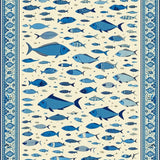 Aqua Marine Bright Colors Fish Beige Area Sea Life(Beige)