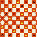 Harvest Checkerboard Decorative Floor with Autumn Motifs(Orange)