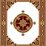 Ornate Medallion Tapestry with Scrollwork Border Flourishes(Brown)