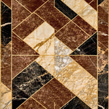 Modern Abstract Area Rug Chocolate Brown with Gold Accents(Brown)