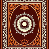 Sunburst Medallion with Interlocking Flourishes and Vintage Scrollwork(Brown)