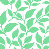 Botanical Motif with Flowing Leaf Silhouettes and Shapes(Green)
