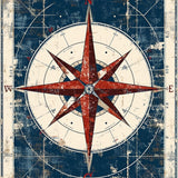 Coastal Navigation Hand Tufted Transitional Compass Rose Area Rug for Deck(Blue)