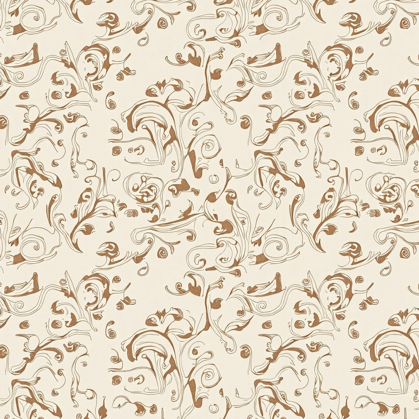 Vine with Botanical Scrolls Slip Resistant (Beige) - ODIKA