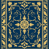 Art Nouveau Garden Motif with Stylized Blossoms and Whimsical Scrolls (Blue) - ODIKA