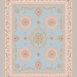 Vintage Meadow Blossom Motif with Scrolling Botanical Filigree Accents(Blue)