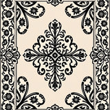 Elegant Vine Medallion Botanical Floral Symmetrical Motif Tapestry (Beige)