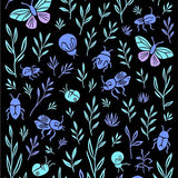 Fauna Meadow Featuring Whimsical Illustrated (Black)