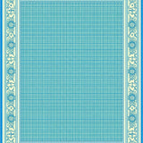 Azure & Ecru Area Decorative Border Blue Beige Entryway(Blue)