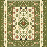 Classic Oriental Style with Olive Green and Warm Beige Geometric Accents(Green)