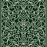 Interlocking Wave Motif with Ornate Scrollwork and Abstract Floral (Green) - ODIKA