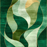 Contemporary Abstract Wave with Fluid Overlapping Curves(Green)