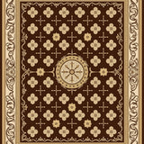 Classic Medallion Array with Vintage Faded Border and Elegant Flourishes(Brown)