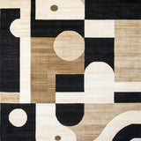 Abstract Beige Area Non Slip with Modern Art(Beige)