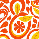 Retro Citrus Burst Abstract with Swirling Petals (Orange) - ODIKA