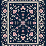 Botanical Garden Tapestry With Vintage Artistic Flourishes(Blue)