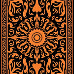 Vibrant Tangerine Swirl Medallion Decorative Accent (Black) - ODIKA