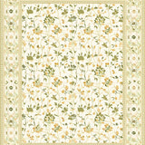 Low Pile Featuring Beige and Sage Green Boho Botanical Design(Beige)