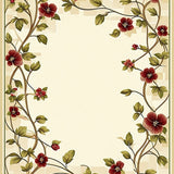 Artisan Geo Flora Area with Rich Burgundy Olive and Beige Accents(Beige)
