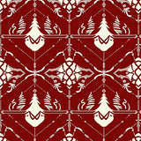 Holiday Ornament Array with Interlocking Plaid and Stylized Pine Sprigs(Red)