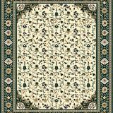 Country Flair Beige & Green Bordered Patio(Ivory)