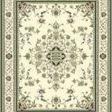 Handcrafted Wool Blend Elegant Sage Beige Medallion Accent(Beige)