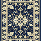 Tuscany Inspired Medallion Area Navy Beige Coastal Decor(Blue)
