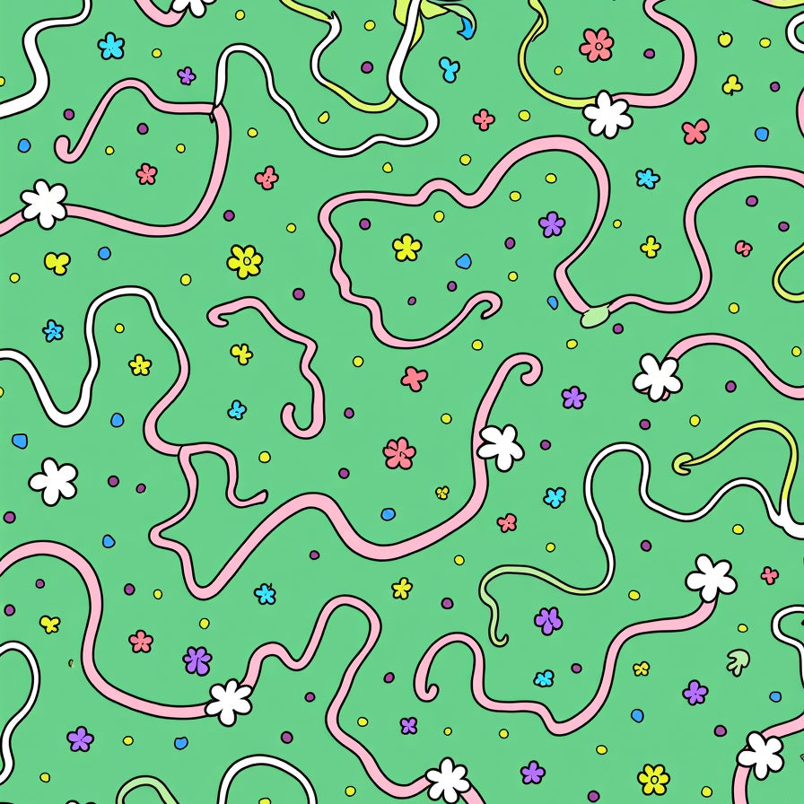 Cute Mouse Outline Maze with Sprinkles and Miniature Floral Sprays (Green) - ODIKA