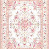 Charming Floral Area with Delicate Peach and Lavender Accents(White)