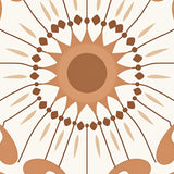 Abstract Sunburst Mosaic with Minimalist Petal Motifs(Brown)