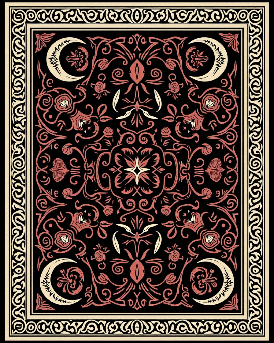 Witchy Moon and Floral Bones Ornate(Black) - ODIKA