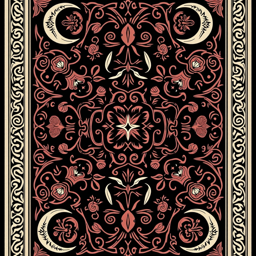 Witchy Moon and Floral Bones Ornate(Black) - ODIKA