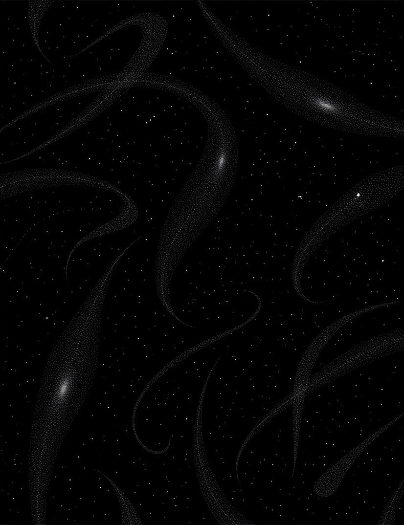 Celestial Stardust Swirl With Metallic Charcoal Details(Black) - ODIKA