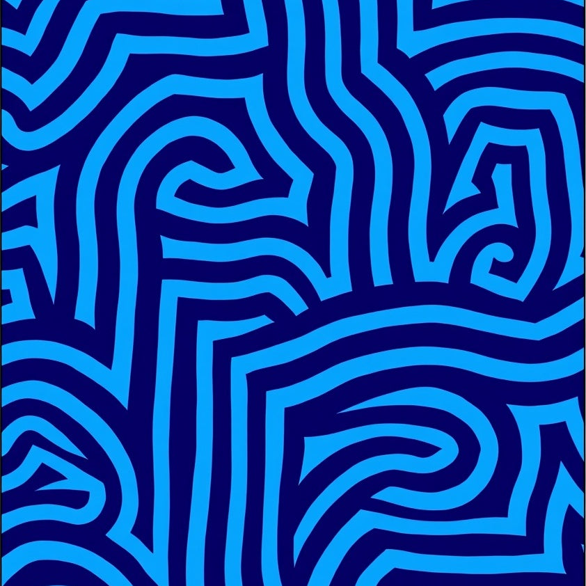 Modern Interlocking Maze with Bold Abstract Lines and Artistic Gradients (Blue) - ODIKA