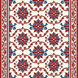 Victorian Scrollwork Garden with Interlocking Lotus Medallions (Red)