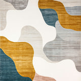 Chic Abstract Flow Area Modern Beige Grey Wavy Lines(Gray)