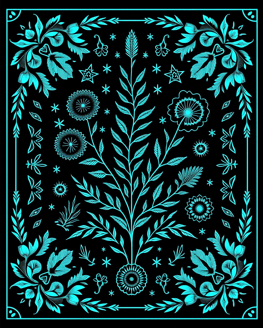 Enchanted Botanical Garden With Mystical Floral (Black) - ODIKA