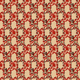 Country Patchwork Plaid with Whimsical Leaf Filigree(Beige)