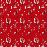 Festive Pine Tree Snowflake Half Moon Doormat Non Slip Semi Circle(Red)