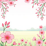 Enchanted Garden Pathway Delicate Blossom Meadow Dreamscape(Pink)
