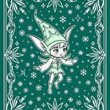 Festive Woodland Semi Circle with Winter Crystal Design(Green)