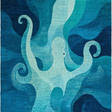 Seaside Tentacle Artwork with Gradient Aqua and Navy Blue Oceanic(Blue)