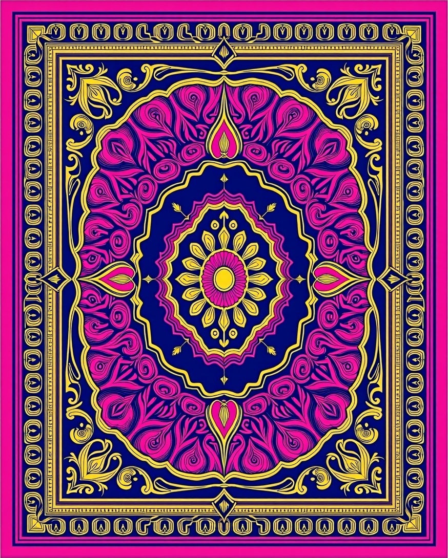 Intricate with Ornate Floral Border Design (Pink) - ODIKA