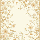 Chic Beige Floor with Delicate Floral Silhouettes and Intricate Vine Work(Beige)