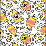 Frosted Corn Swirl with Playful Bones and Trickster Faces(Yellow)