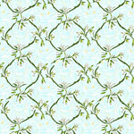 Vintage Botanical Trellis Maze Herringbone Lattice (Blue) - ODIKA