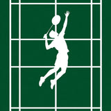 Badminton Jump Smash Player Silhouette Court(Green)